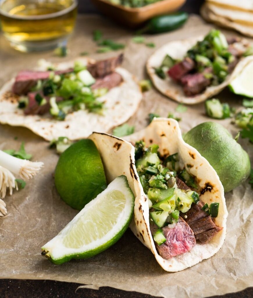 taco with beside sliced lemon