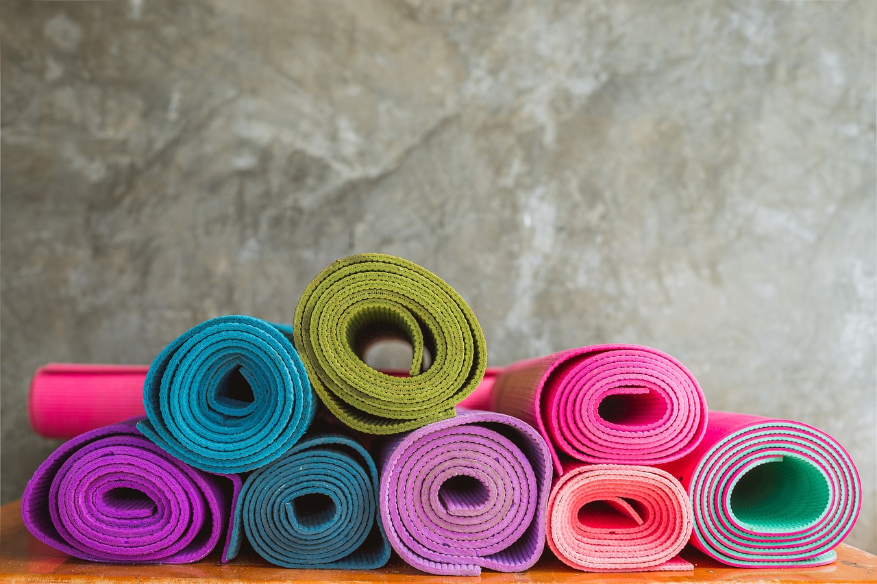 yoga, yoga mats, multicoloured