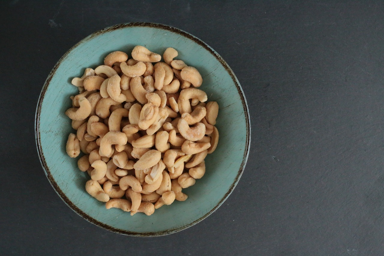 cashew, nut, black background